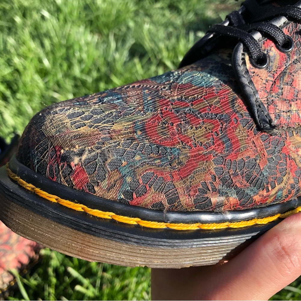 Rare 80s Dr. Martens 14 Eye Rainbow Paisley Lace Boots - Picture 13 of 16